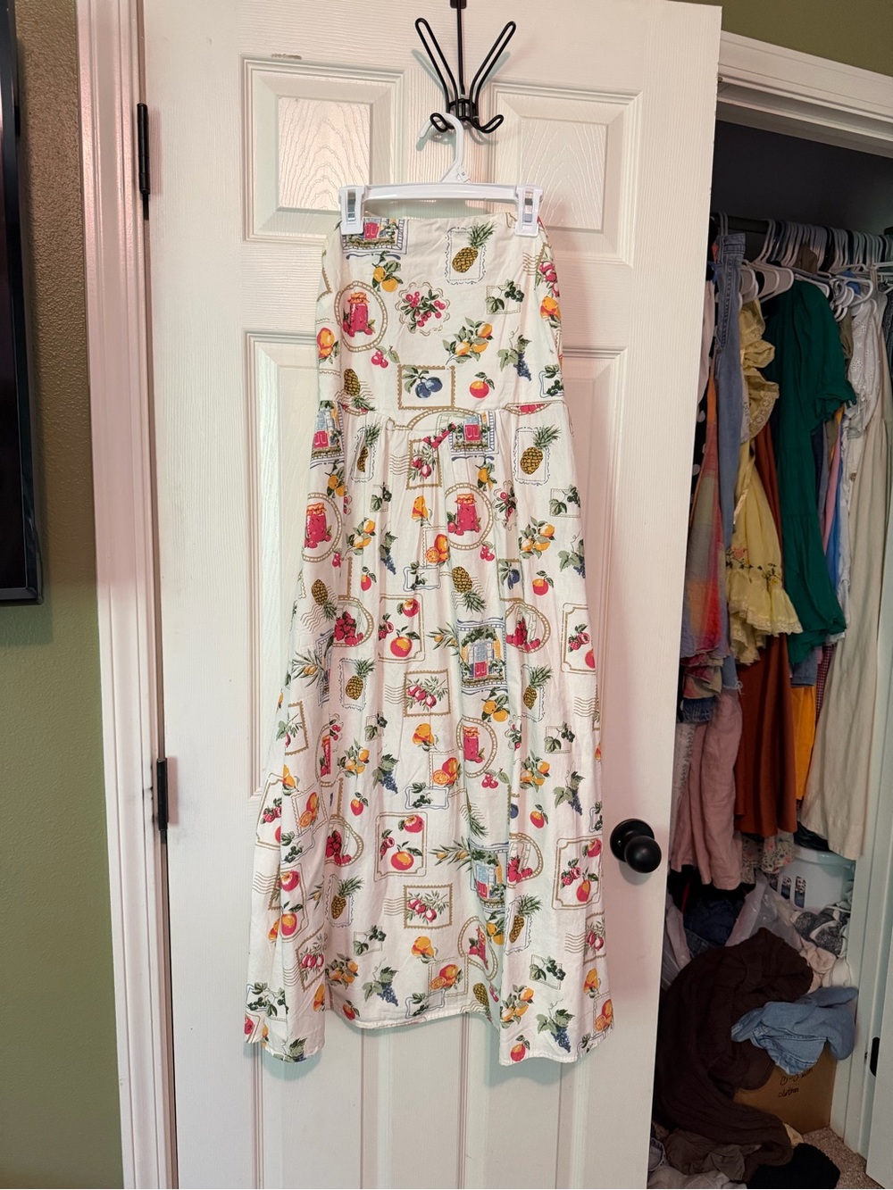Jessica Simpson White Midi Dress with Fruit & Floral Print